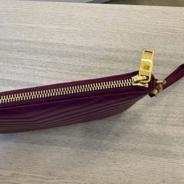 Saint Laurent YSL Monogram Small Pouch in Smooth Leather Purple and Gold Hardware