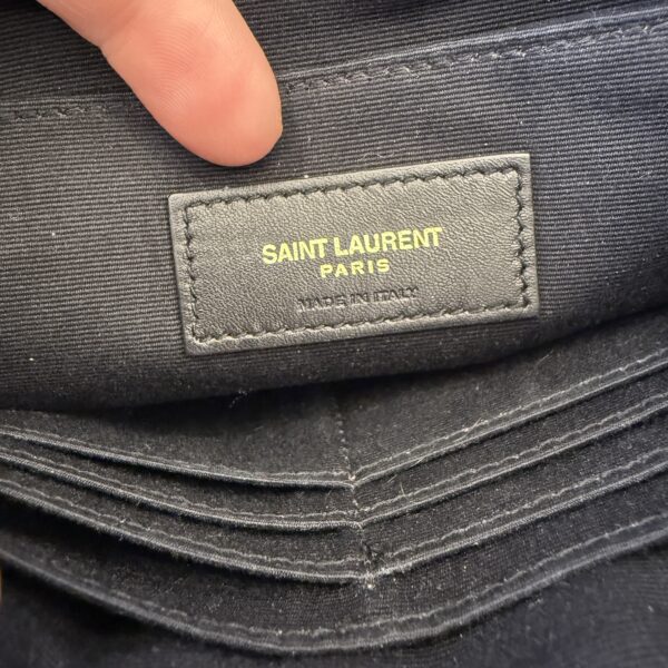 Saint Laurent YSL Monogram Small Pouch in Smooth Leather Purple and Gold Hardware