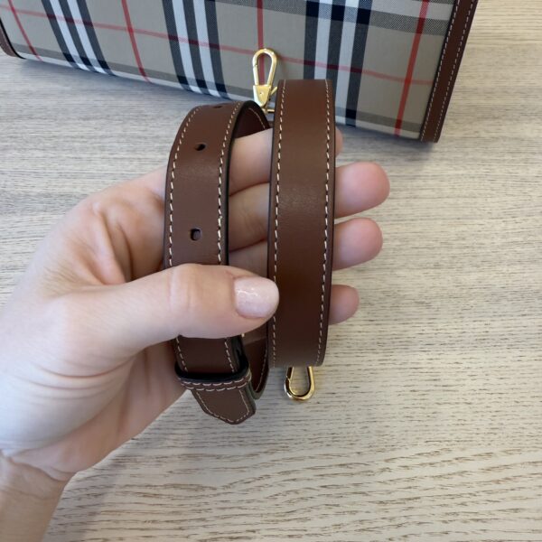 Burberry Calfskin Vintage Check Two Handle Title Bag Archive Beige