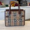 Burberry Calfskin Vintage Check Two Handle Title Bag Archive Beige