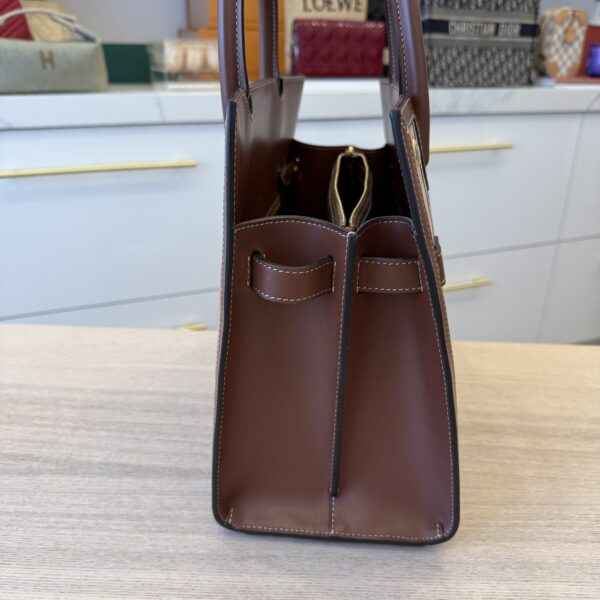 Burberry Calfskin Vintage Check Two Handle Title Bag Archive Beige