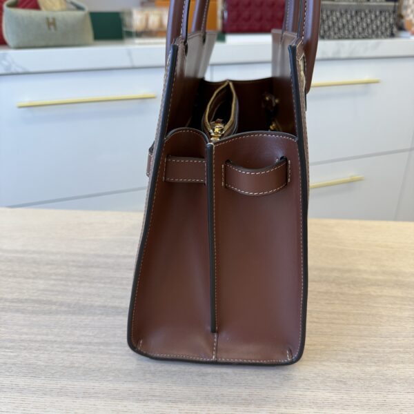 Burberry Calfskin Vintage Check Two Handle Title Bag Archive Beige