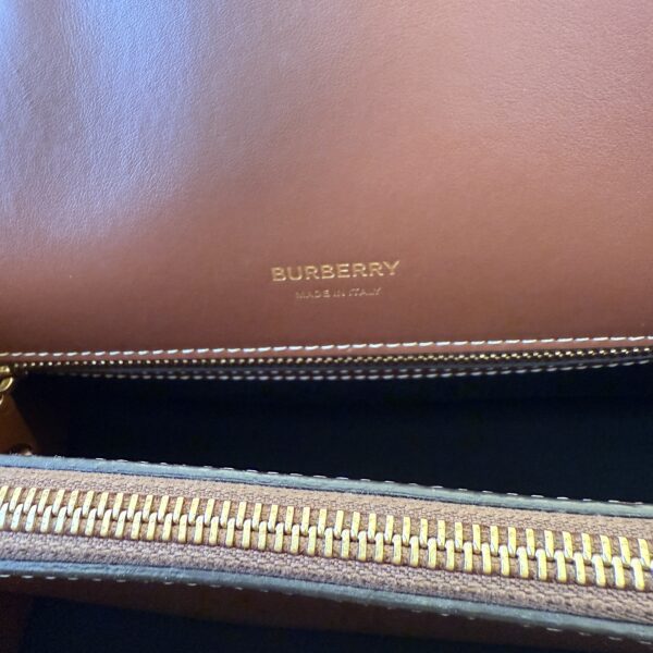 Burberry Calfskin Vintage Check Two Handle Title Bag Archive Beige