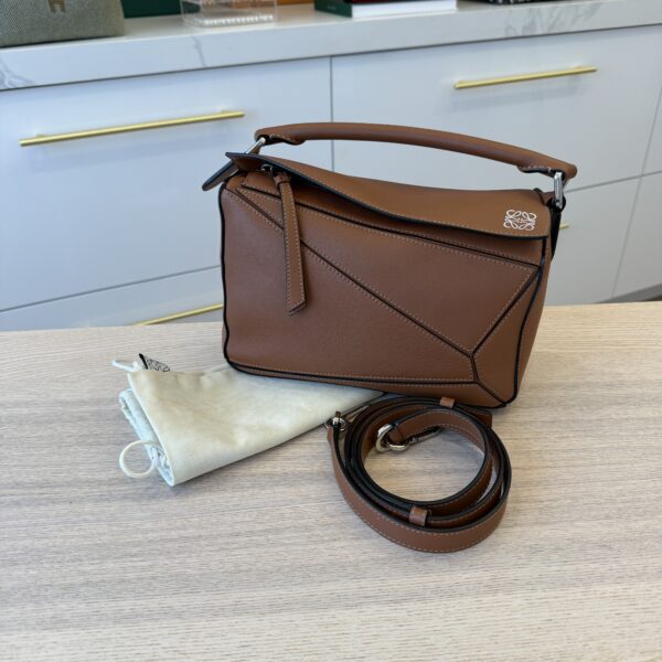 Loewe Calfskin Small Puzzle Bag Tan