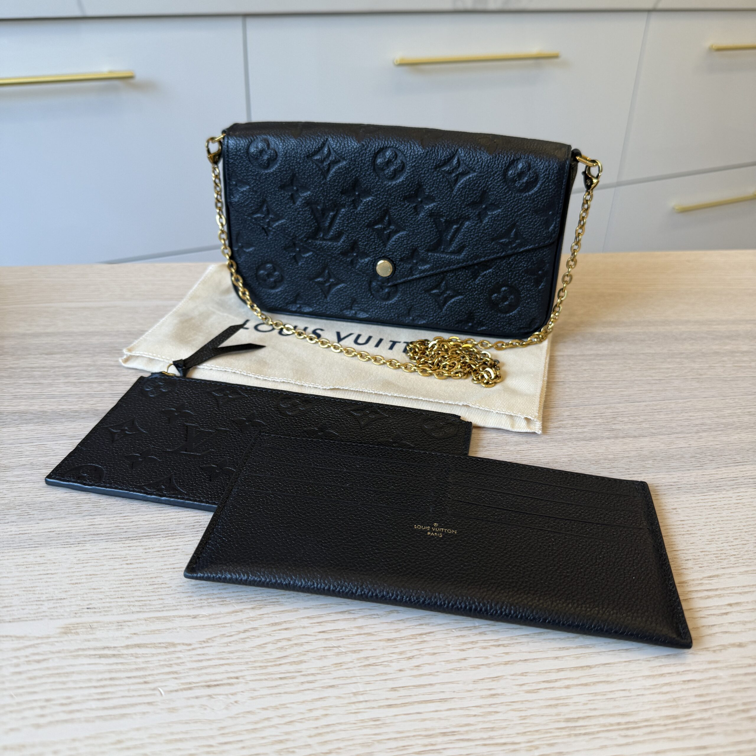 Louis Vuitton Empreinte Pochette Felicie Chain Wallet Noir