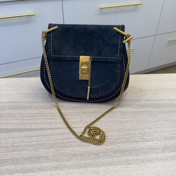 Chloe Drew Crossbody Bag Studded Leather and Suede Small