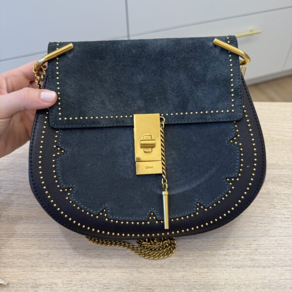 Chloe Drew Crossbody Bag Studded Leather and Suede Small