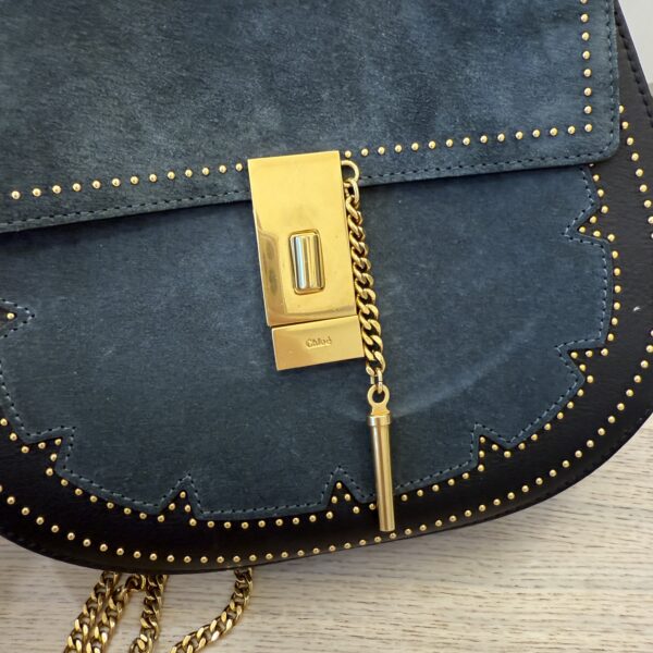 Chloe Drew Crossbody Bag Studded Leather and Suede Small