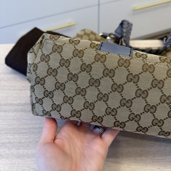 Gucci Monogram Medium Bamboo Bar Tote Blue