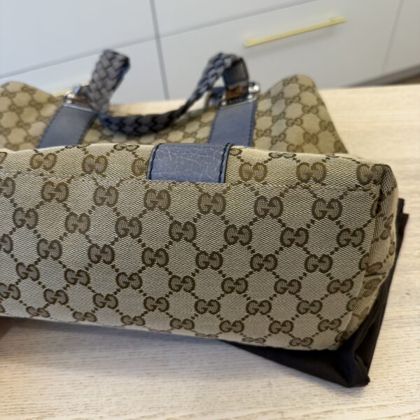 Gucci Monogram Medium Bamboo Bar Tote Blue