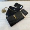 Saint Laurent Grain De Poudre Uptown Chain Wallet Dark Black & Gold Hardware