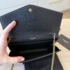 Saint Laurent Grain De Poudre Uptown Chain Wallet Dark Black & Gold Hardware