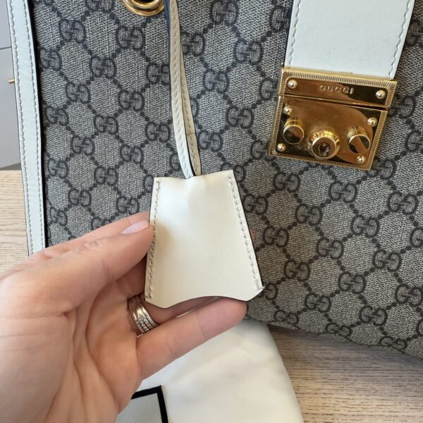 Gucci GG Supreme Monogram Medium Padlock Tote White