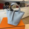 Hermes Taurillon Clemence Picotin Lock 18 PM Gris Pantin Gold Hardware
