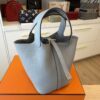 Hermes Taurillon Clemence Picotin Lock 18 PM Gris Pantin Gold Hardware