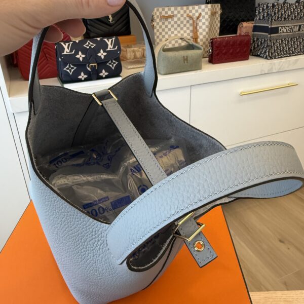 Hermes Taurillon Clemence Picotin Lock 18 PM Gris Pantin Gold Hardware