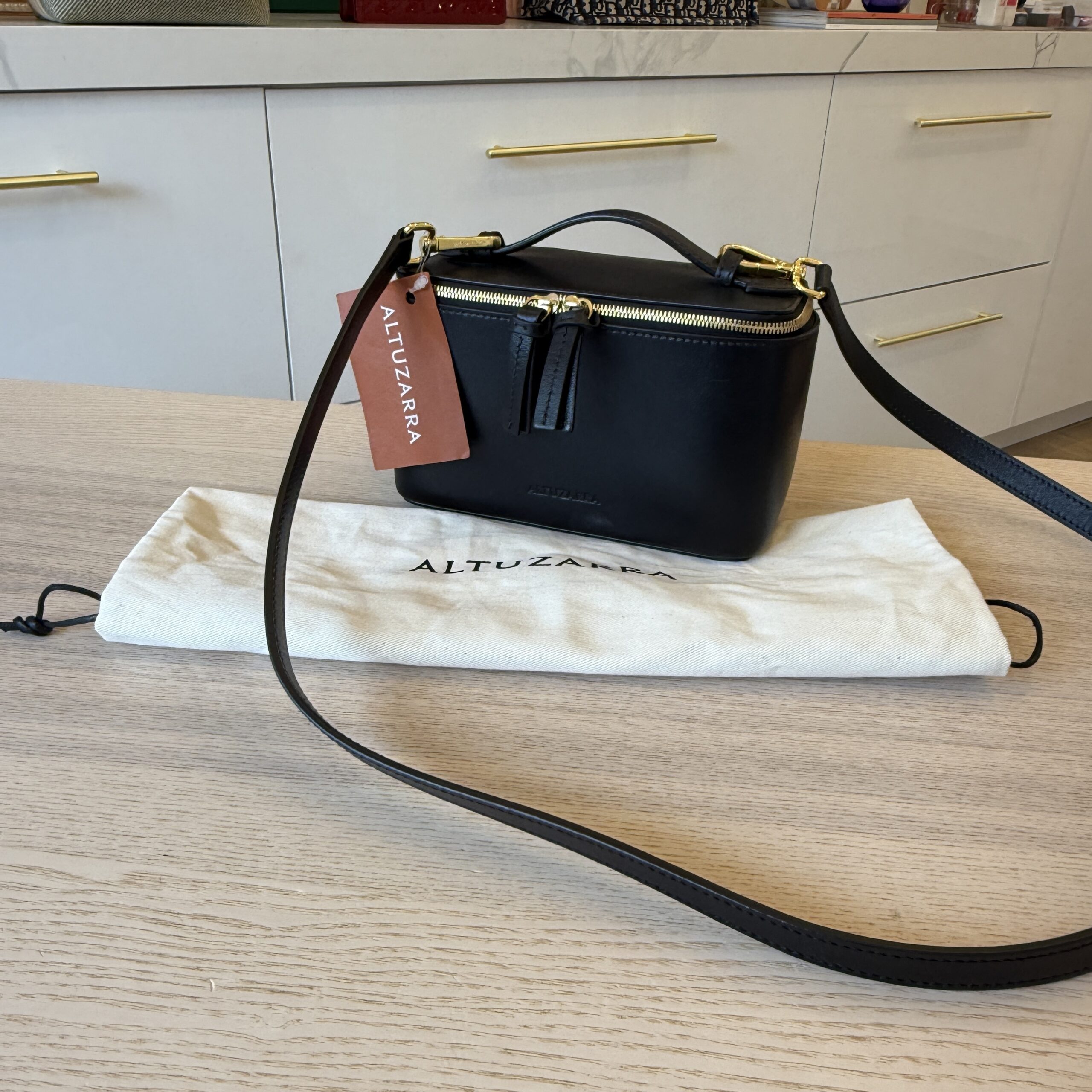 Altuzarra Vanity Leather Bag Black Gold Hardware
