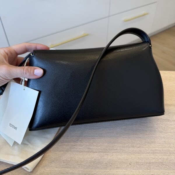 Toteme T-Lock Leather Clutch Crossbody Black Gold Hardware