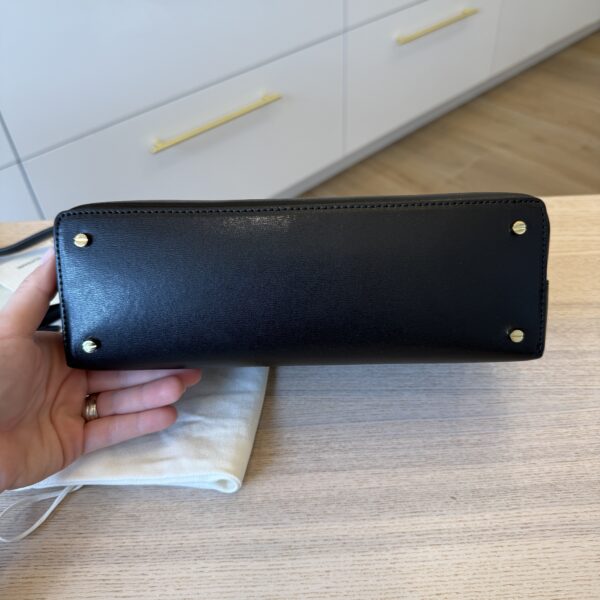 Toteme T-Lock Leather Clutch Crossbody Black Gold Hardware