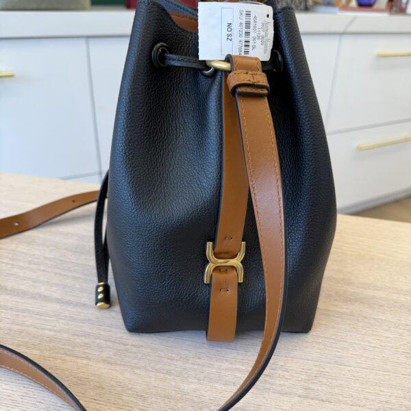 Chloe Marcie Bucket Bag in Grained Leather Black and Tan