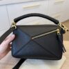 Loewe Puzzle Small Leather Woven Top-Handle Bag Black and Gold Hardware
