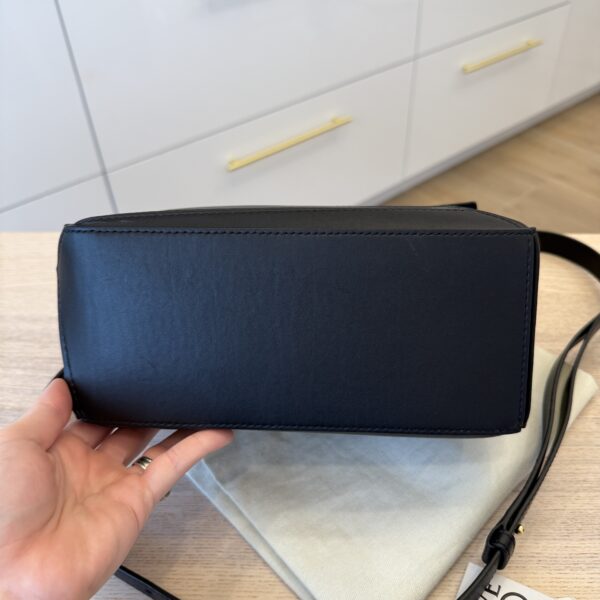 Loewe Puzzle Small Leather Woven Top-Handle Bag Black and Gold Hardware