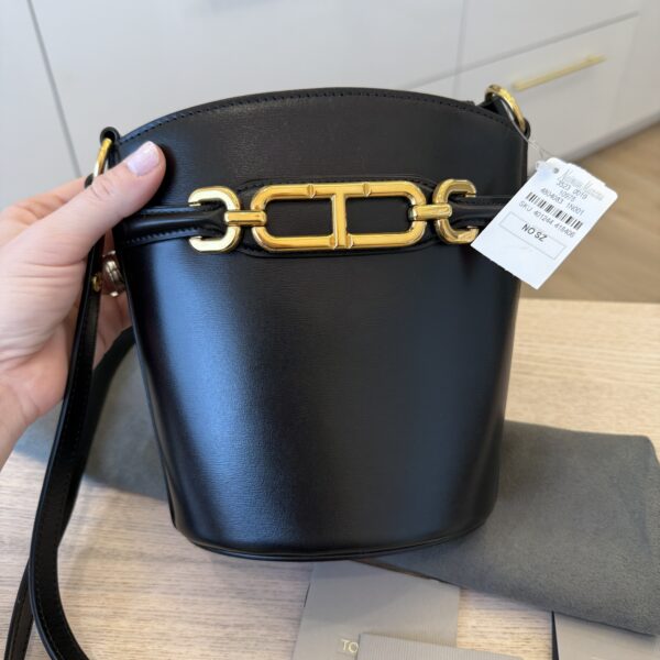 Tom Ford Whitney Palmellato-Effect Small Bucket Bag Black Gold Hardware