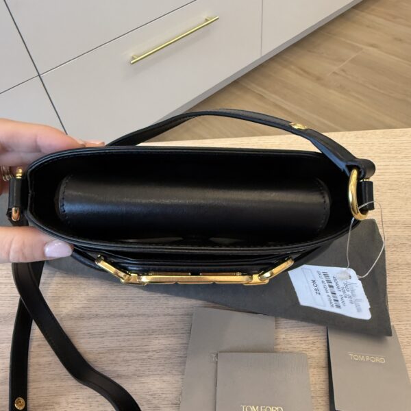 Tom Ford Whitney Palmellato-Effect Small Bucket Bag Black Gold Hardware