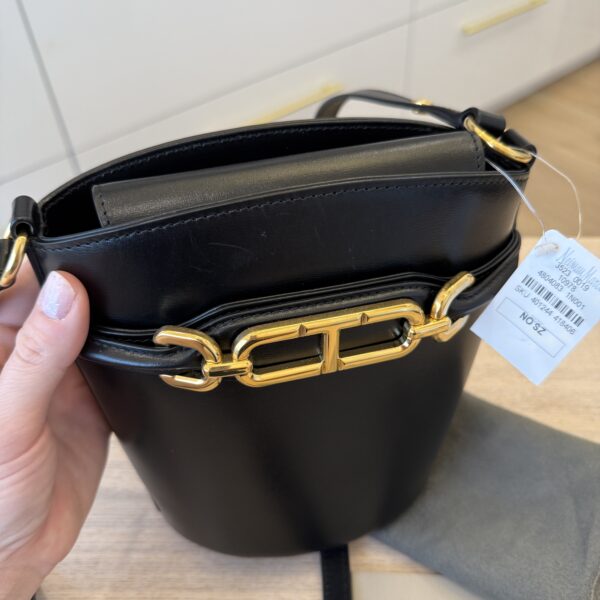 Tom Ford Whitney Palmellato-Effect Small Bucket Bag Black Gold Hardware