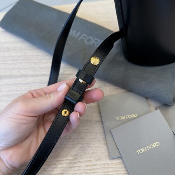 Tom Ford Whitney Palmellato-Effect Small Bucket Bag Black Gold Hardware