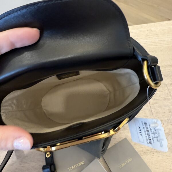 Tom Ford Whitney Palmellato-Effect Small Bucket Bag Black Gold Hardware