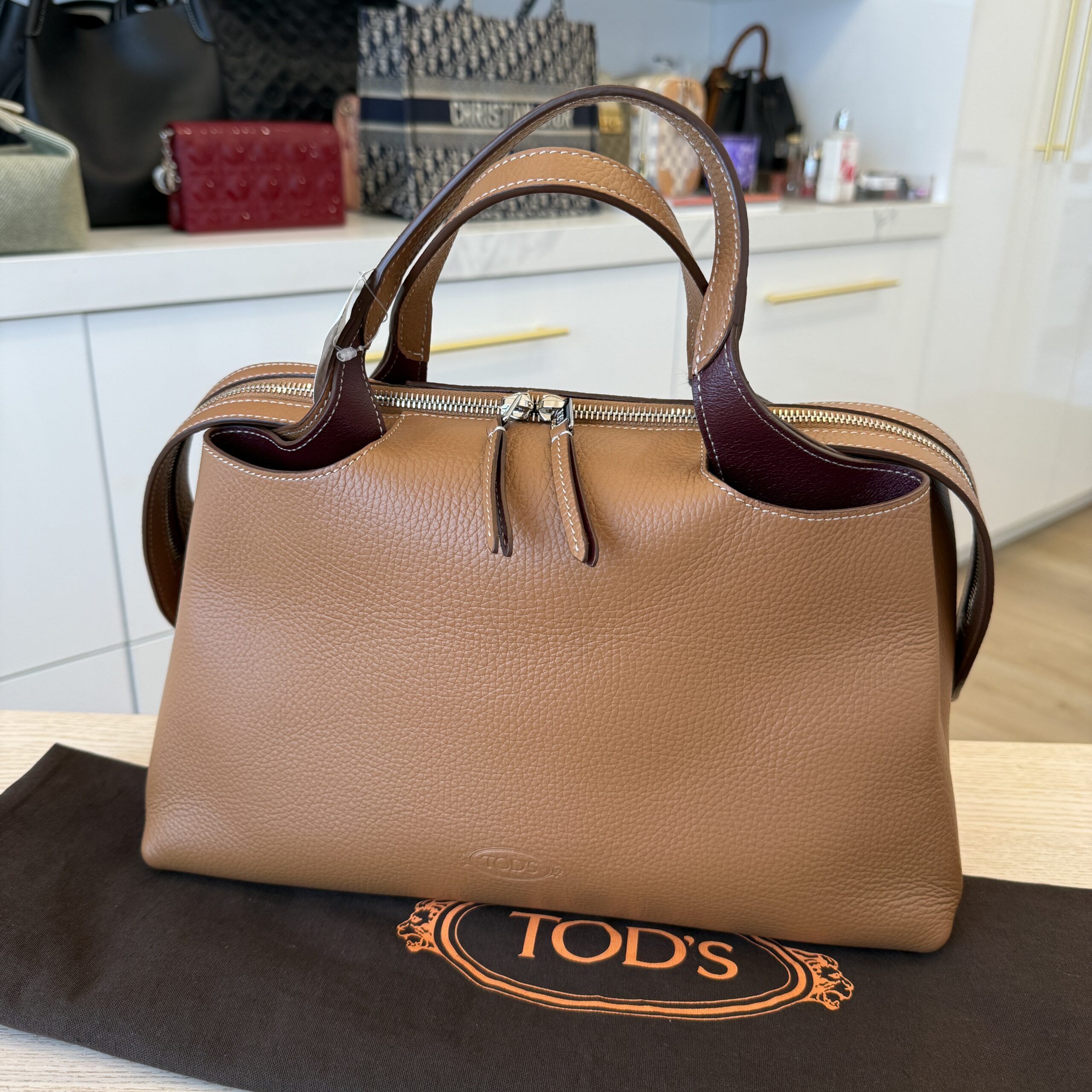 TOD'S Medium Bauletto Bag In Leather In Kenia Bordeaux