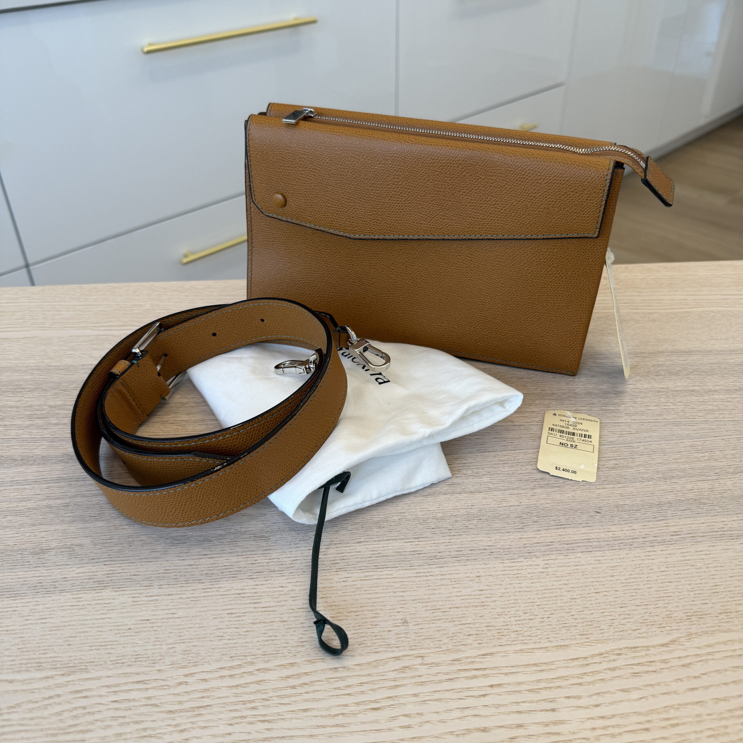 Valextra Pocket Crossbody Bag Havana Brown