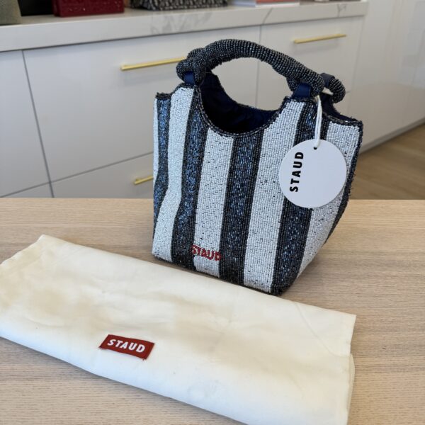 Staud Cote Beaded Bag Breton Stripe