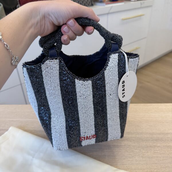 Staud Cote Beaded Bag Breton Stripe