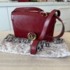 Gucci Textured Calfskin Small Torchon GG Ring Shoulder Bag New Cherry Red