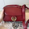 Gucci Textured Calfskin Small Torchon GG Ring Shoulder Bag New Cherry Red