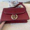 Gucci Textured Calfskin Small Torchon GG Ring Shoulder Bag New Cherry Red