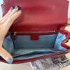 Gucci Textured Calfskin Small Torchon GG Ring Shoulder Bag New Cherry Red