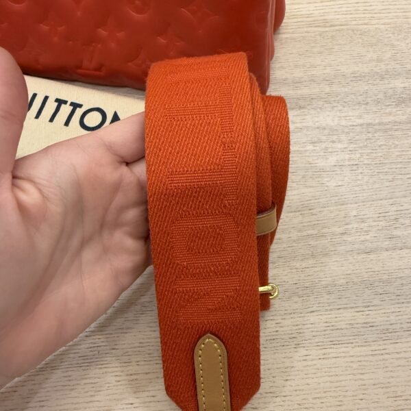 Louis Vuitton Lambskin Embossed Monogram Coussin PM Red