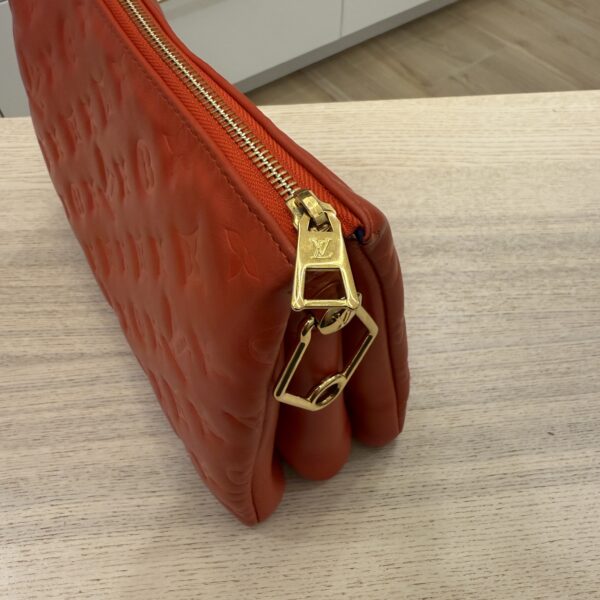Louis Vuitton Lambskin Embossed Monogram Coussin PM Red
