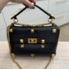 Valentino Garavani Nappa Large Roman Stud Shoulder Bag Black