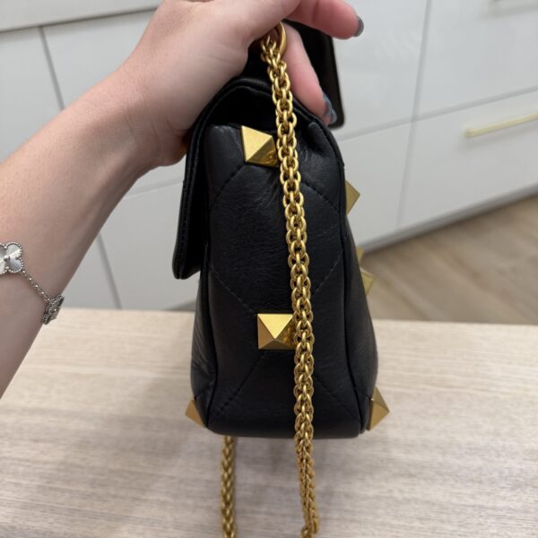 Valentino Garavani Nappa Large Roman Stud Shoulder Bag Black