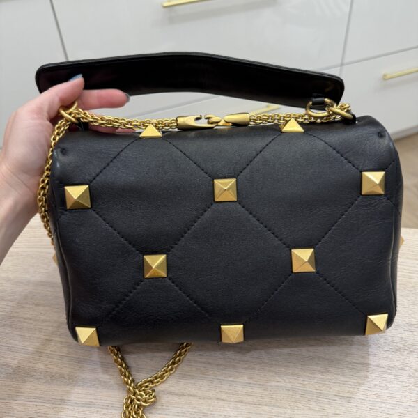 Valentino Garavani Nappa Large Roman Stud Shoulder Bag Black