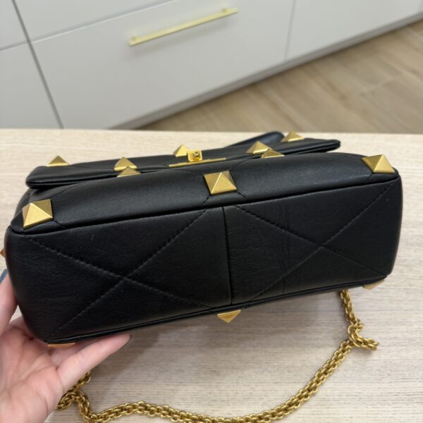Valentino Garavani Nappa Large Roman Stud Shoulder Bag Black
