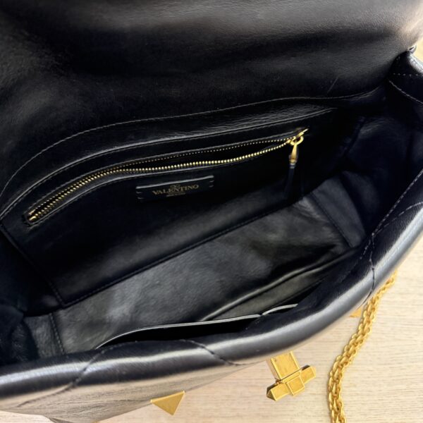 Valentino Garavani Nappa Large Roman Stud Shoulder Bag Black
