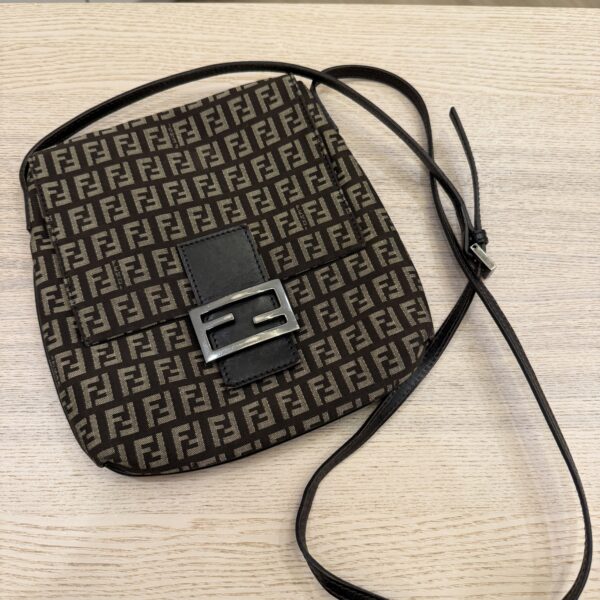 Fendi Zucchino Vitello Tube Messenger Bag Testa di Moro Beige