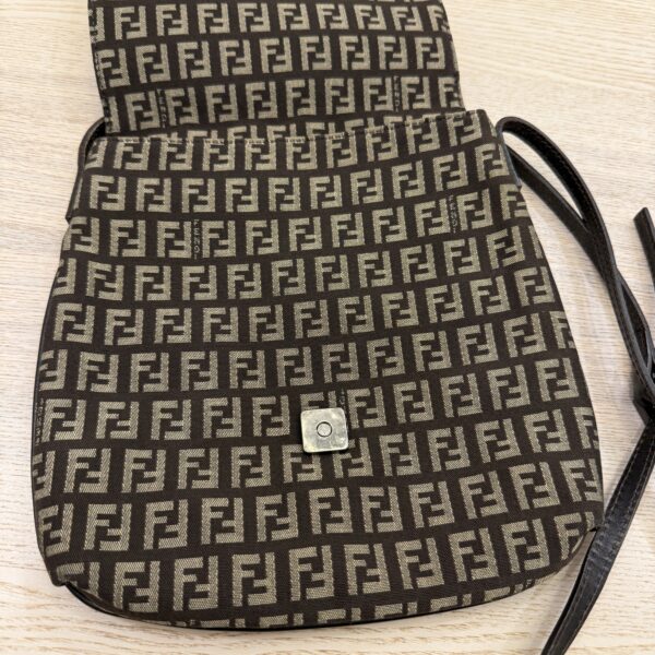 Fendi Zucchino Vitello Tube Messenger Bag Testa di Moro Beige