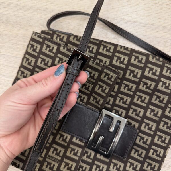 Fendi Zucchino Vitello Tube Messenger Bag Testa di Moro Beige