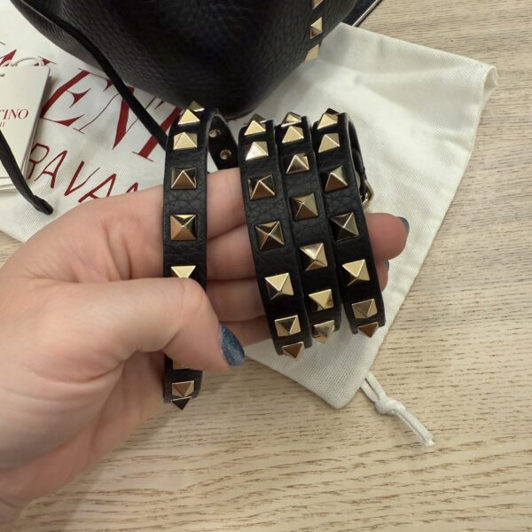 Valentino Garavani Rockstud Grainy Calfskin Bucket Bag Black